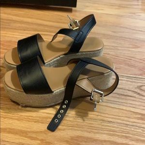 Quips Espadrilles Heeled Black Sandals